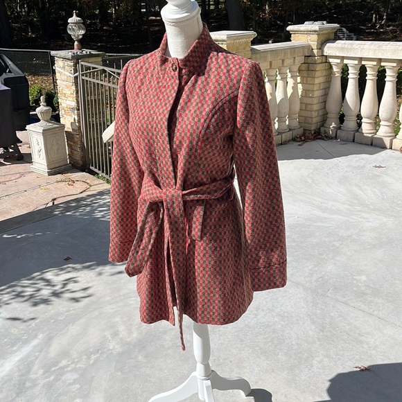 Anthropologie TULLE original clothing woven coat pink cream moss